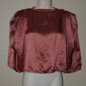 $635 Sz 2 S The Sei Rose Silk Cropped Gathered Blouse Top